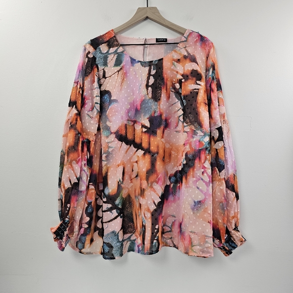 Torrid Women's Clip Dot Blouson Chiffon Blouse Top Size 2X - Picture 2 of 5